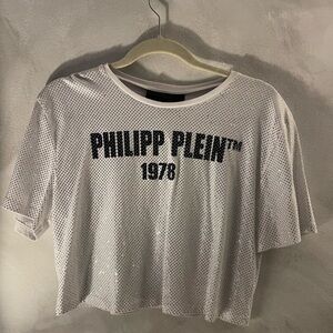 Philipp Plein White Sequin Short Sleeve Tee